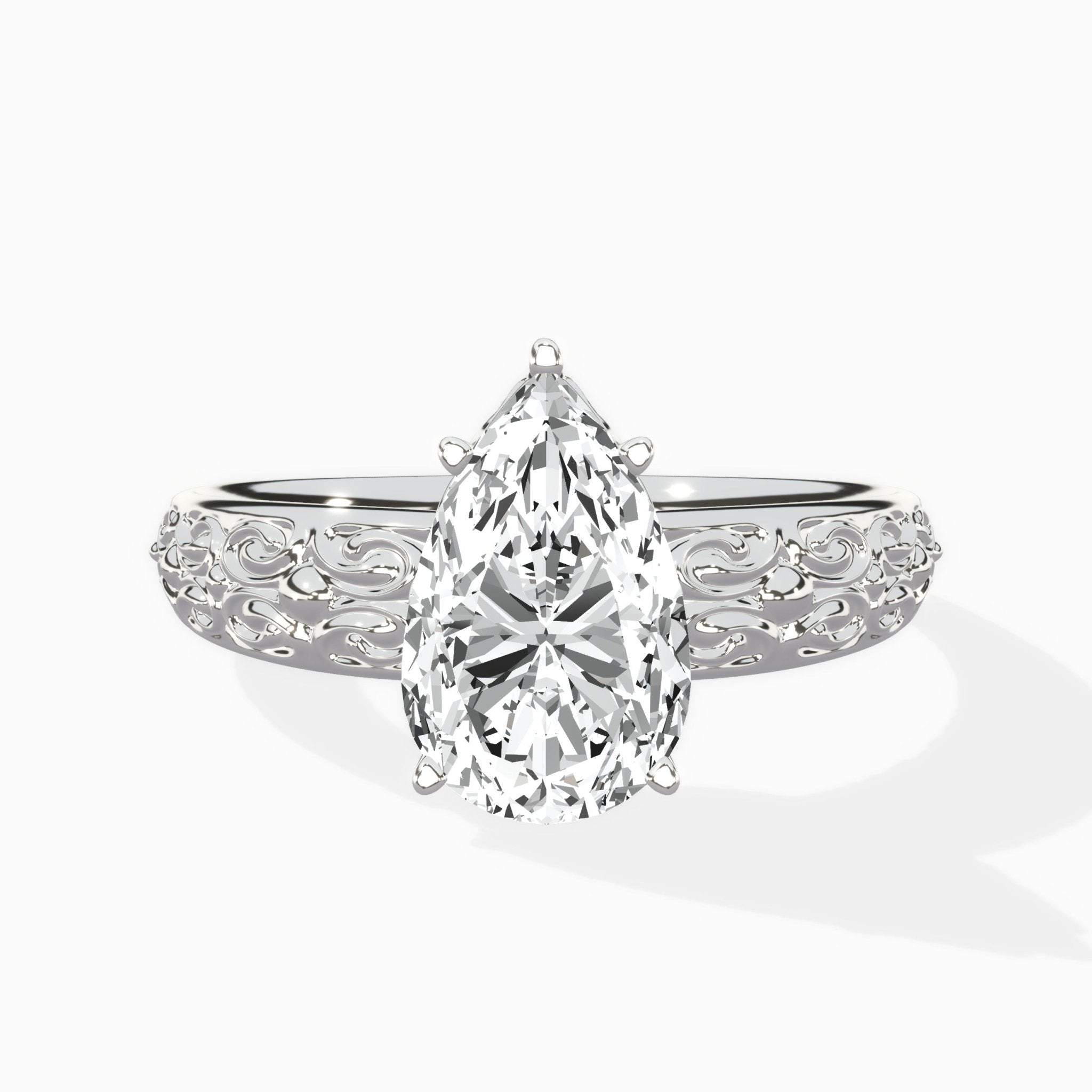 Vintage Scrollwork Solitaire Ring Engagement Ring - The Better Diamonds