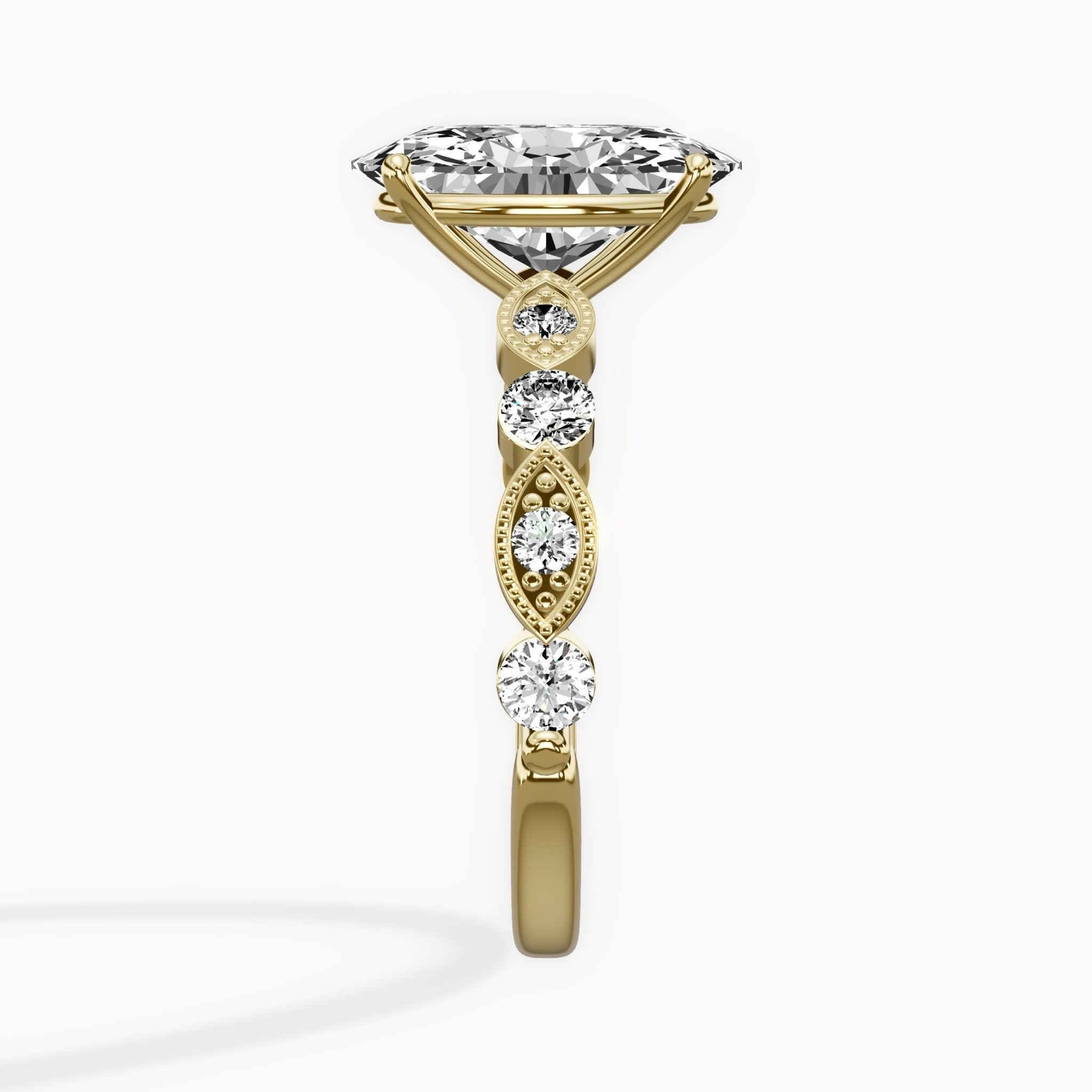 Vintage Solitaire 2.06 ct Oval Lab Grown Diamond Engagement Ring in 14K Yellow Gold - The Better Diamonds