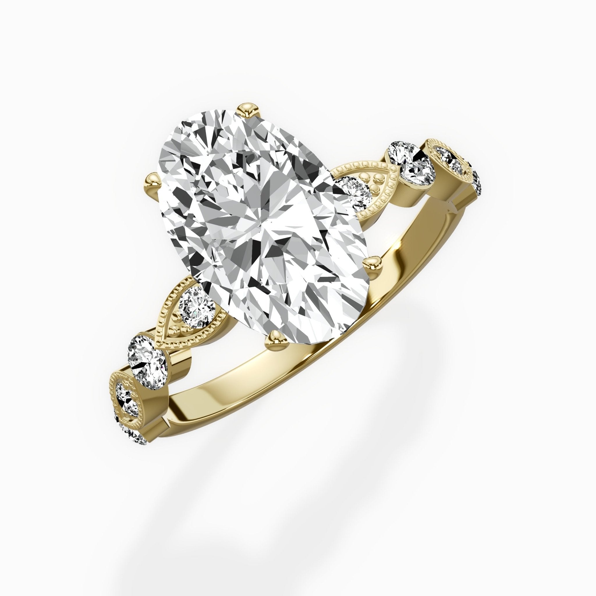 Vintage Solitaire 2.06 ct Oval Lab Grown Diamond Engagement Ring in 14K Yellow Gold - The Better Diamonds