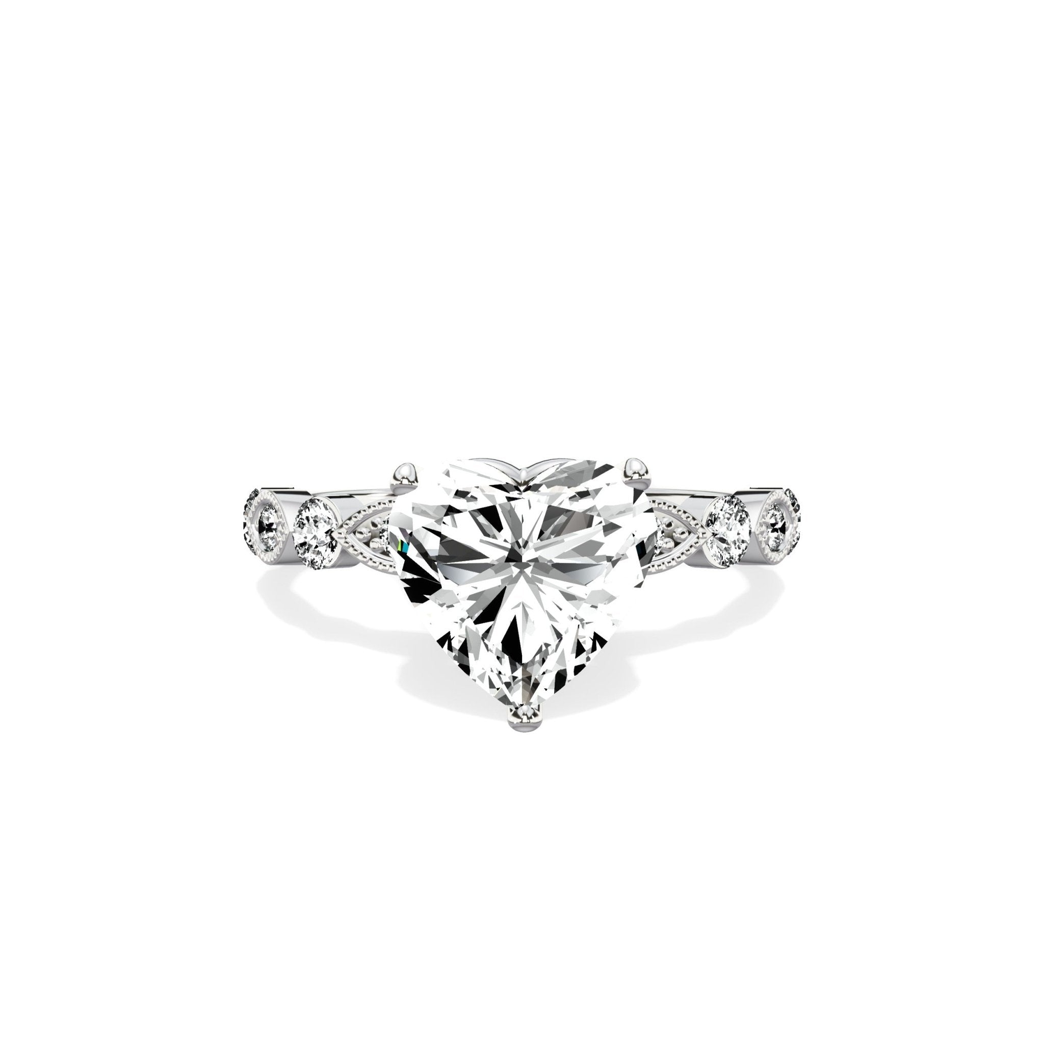 Vintage Solitaire 2.19 ct Heart Engagement Ring in White Gold - The Better Diamonds