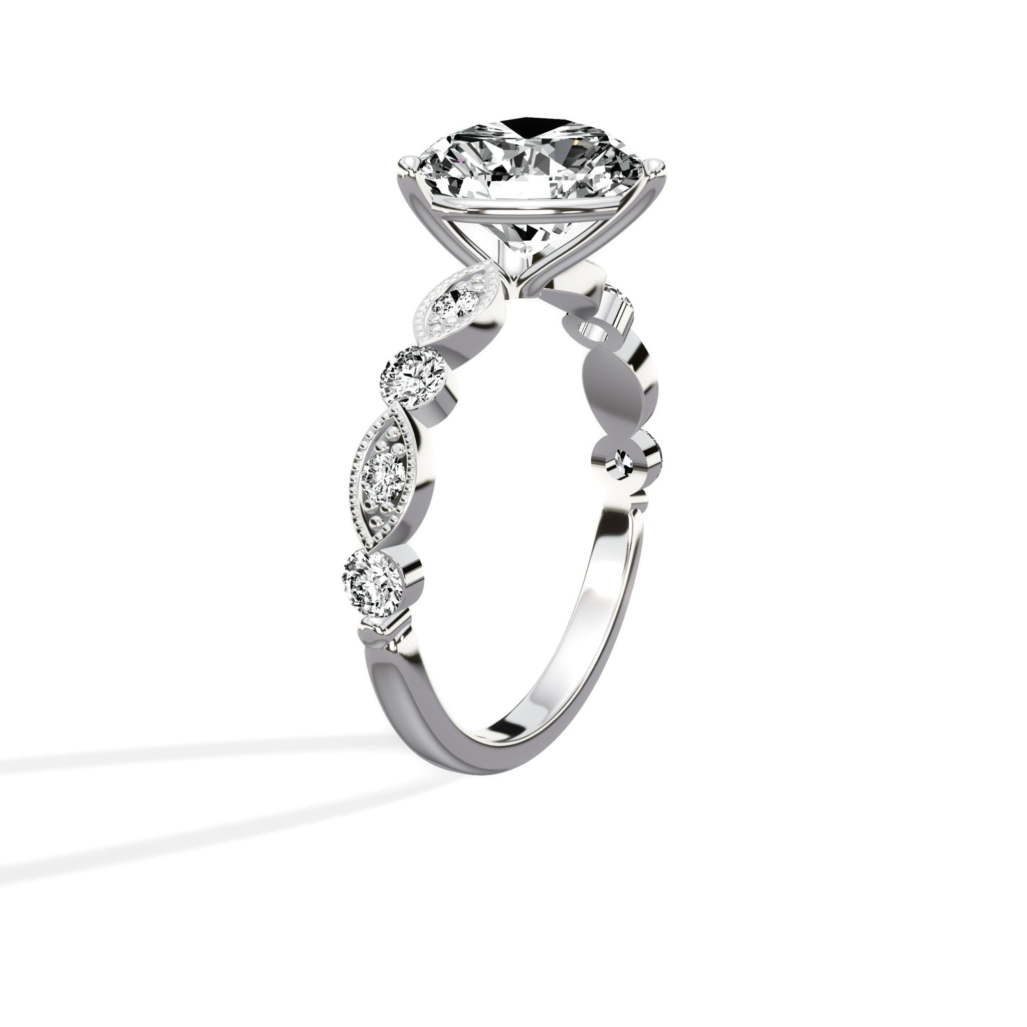 Vintage Solitaire 2.19 ct Heart Engagement Ring in White Gold - The Better Diamonds