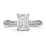 Spain Vintage Style Emerald Engagement Ring in White Gold