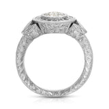 Rose Vintage Style Round Engagement Ring in White Gold