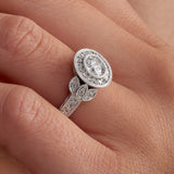 Rose Vintage Style Round Engagement Ring in White Gold