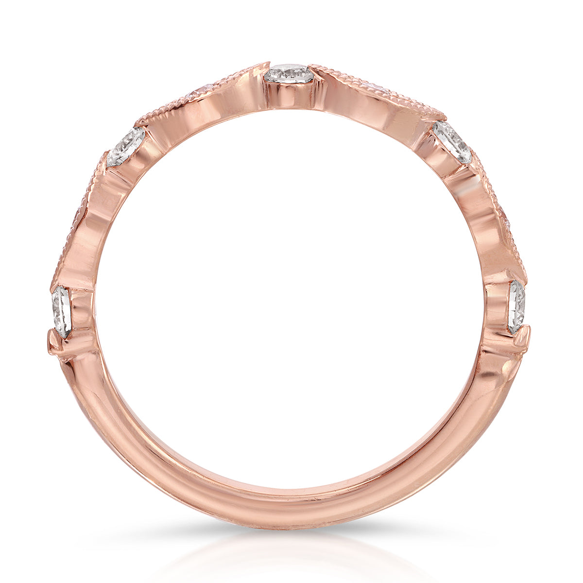 Floating Diamonds Wedding Band in Rose Gold