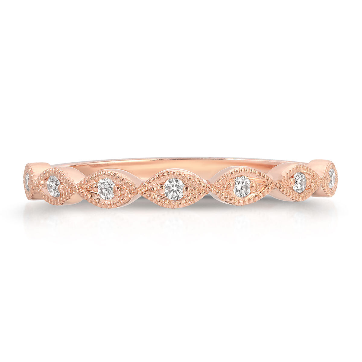 Medium Marquise Filigree Wedding Band in Rose Gold