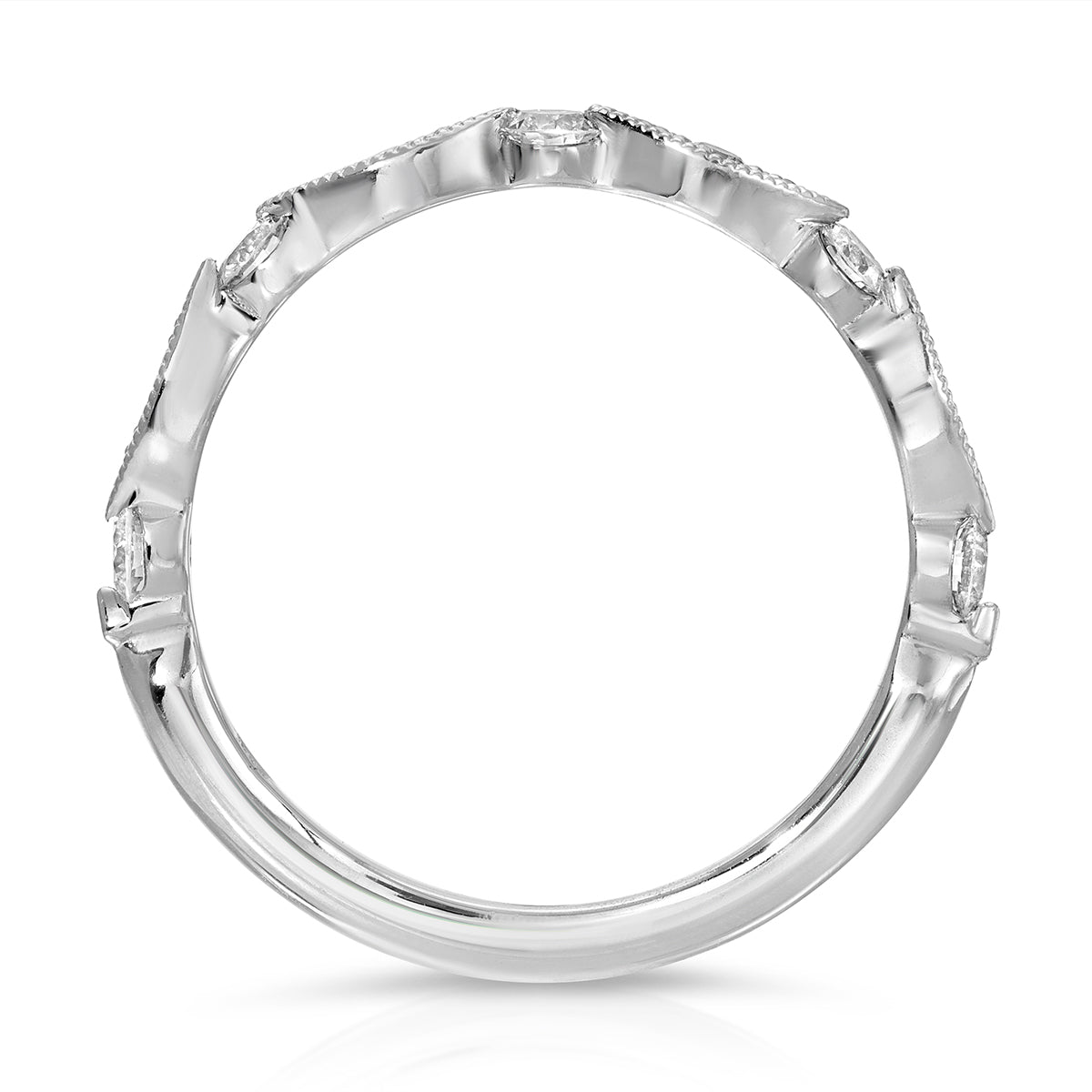 Floating Diamonds Wedding Band in White Gold