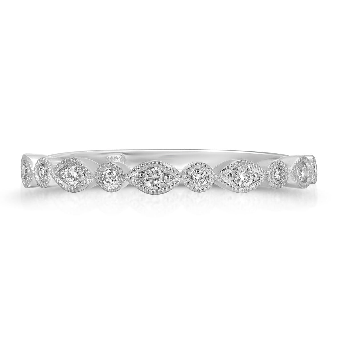 Medium Vintage Filigree Wedding Band in White Gold