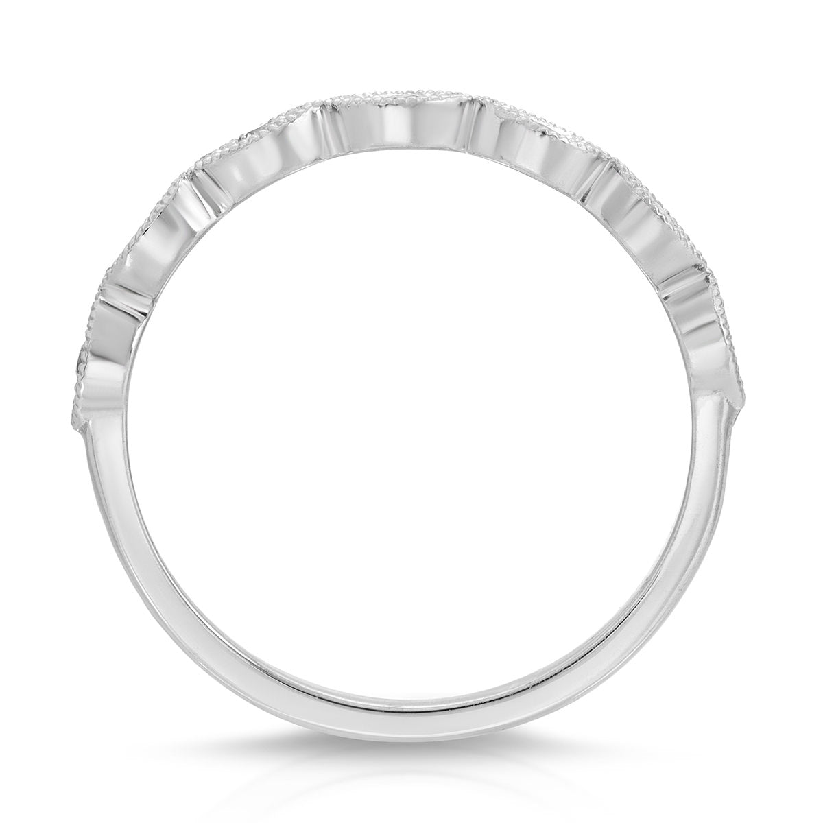 Medium Marquise Filigree Wedding Band in White Gold