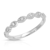 Medium Marquise Filigree Wedding Band in White Gold