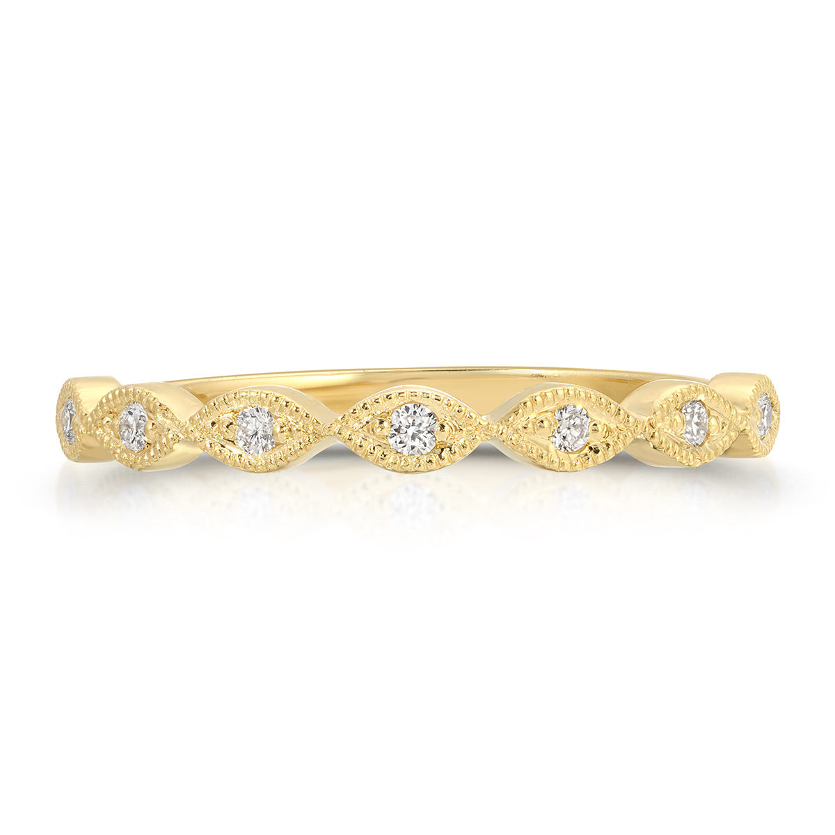 Medium Marquise Filigree Wedding Band in Yellow Gold