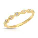 Medium Marquise Filigree Wedding Band in Yellow Gold