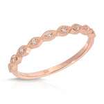 Petit Marquise Filigree Wedding Band in Rose Gold