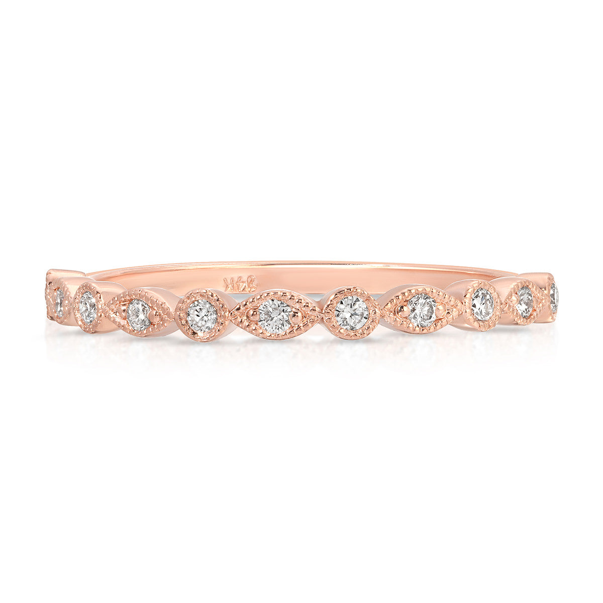 Petit Vintage Filigree Wedding Band in Rose Gold