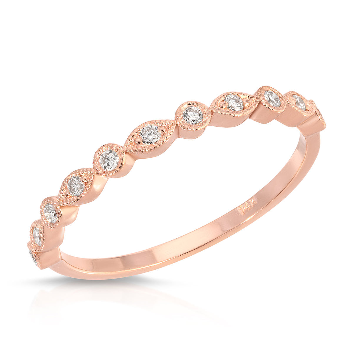 Petit Vintage Filigree Wedding Band in Rose Gold