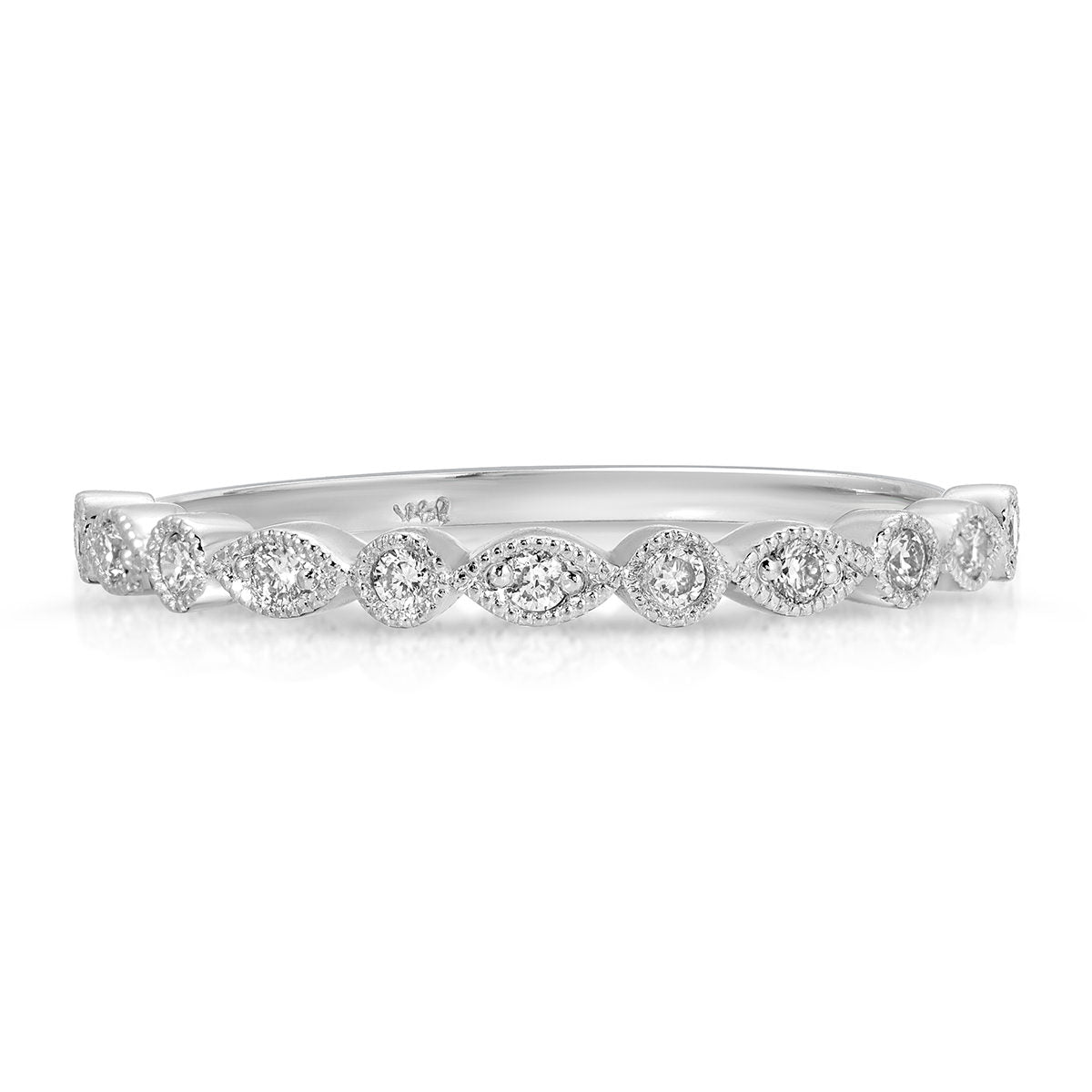 Petit Vintage Filigree Wedding Band in White Gold