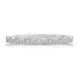 Petit Marquise Filigree Wedding Band in White Gold