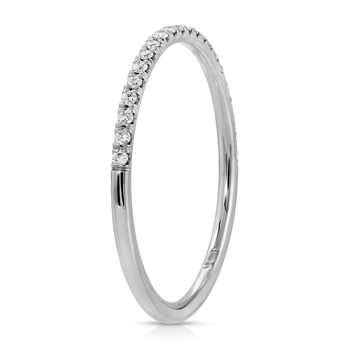 Petit Classic Pave Wedding Band in White Gold