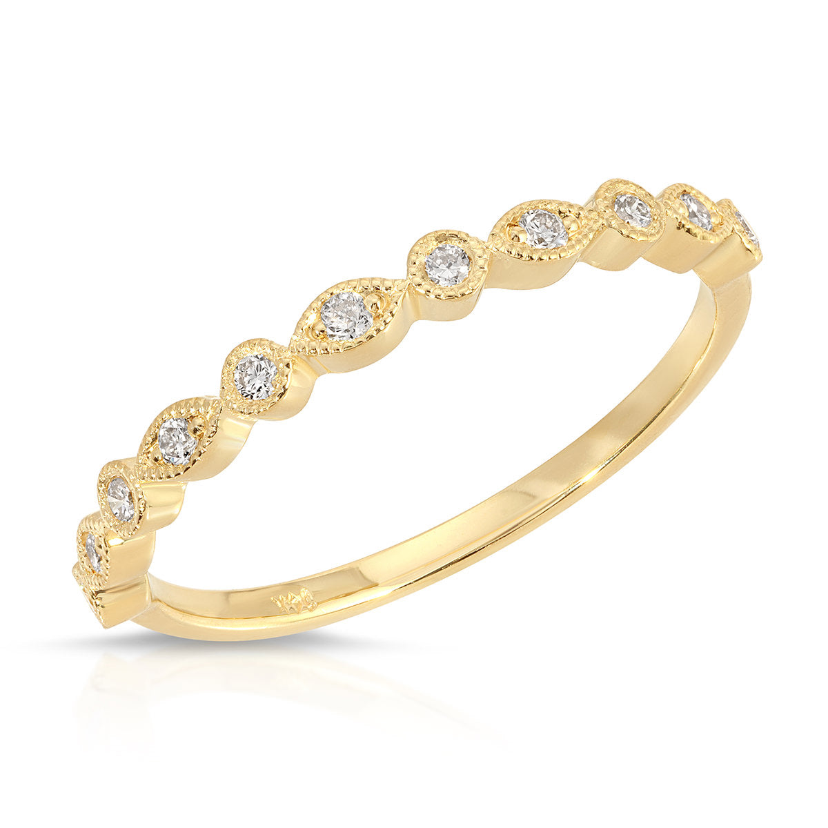 Petit Vintage Filigree Wedding Band in Yellow Gold