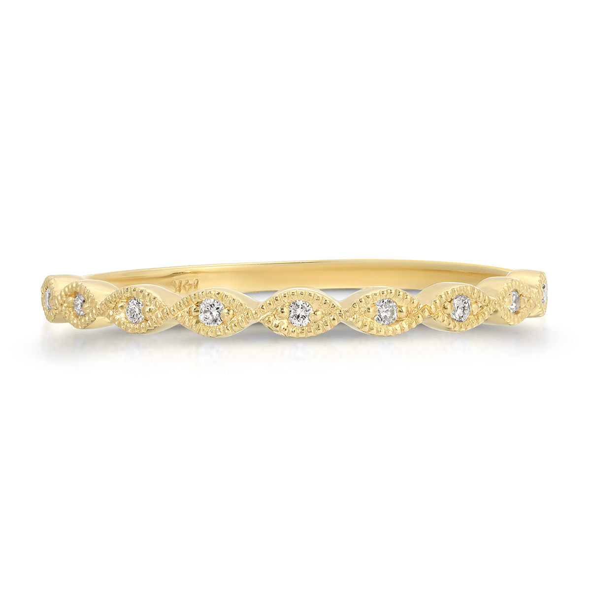 Petit Marquise Filigree Wedding Band in Yellow Gold