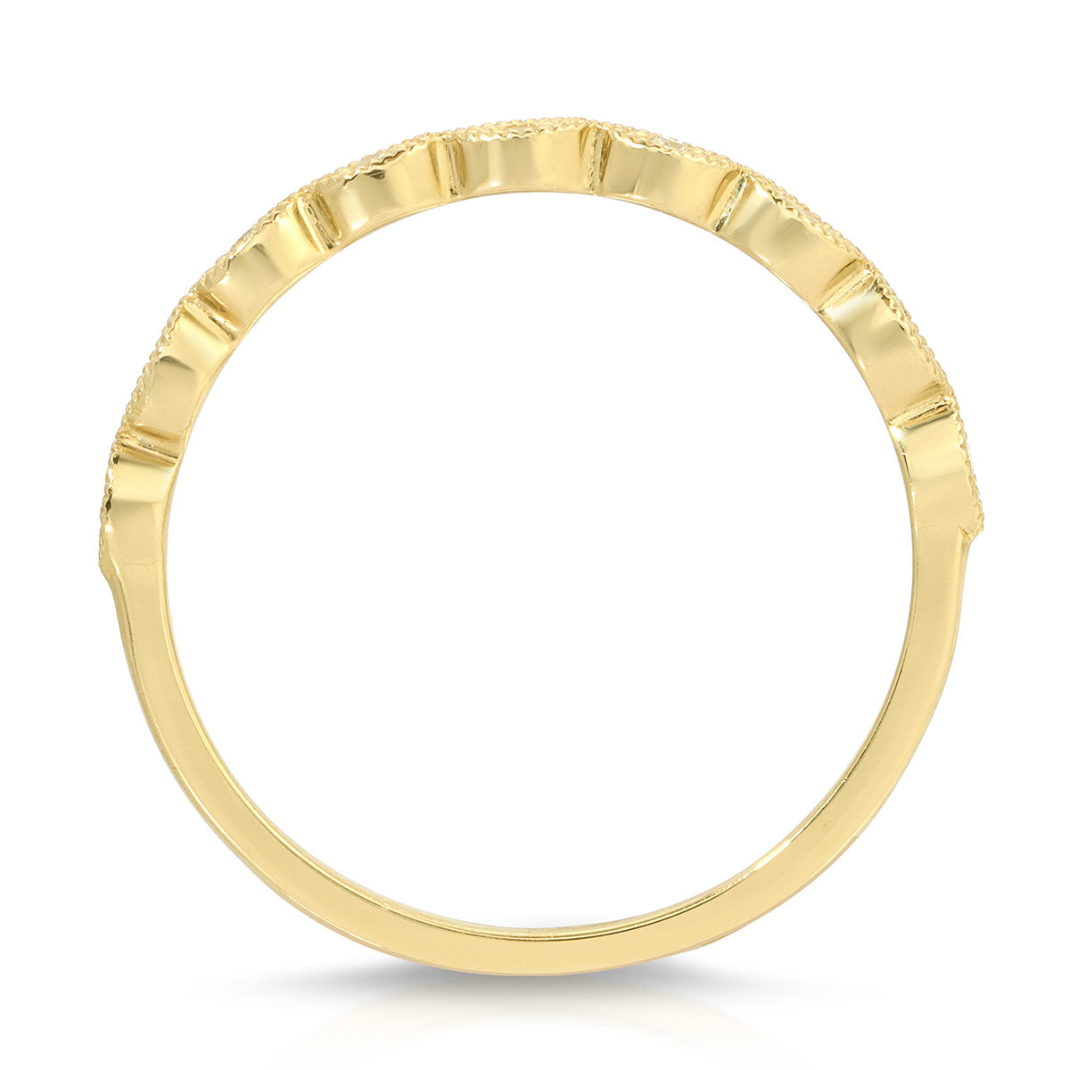 Petit Marquise Filigree Wedding Band in Yellow Gold