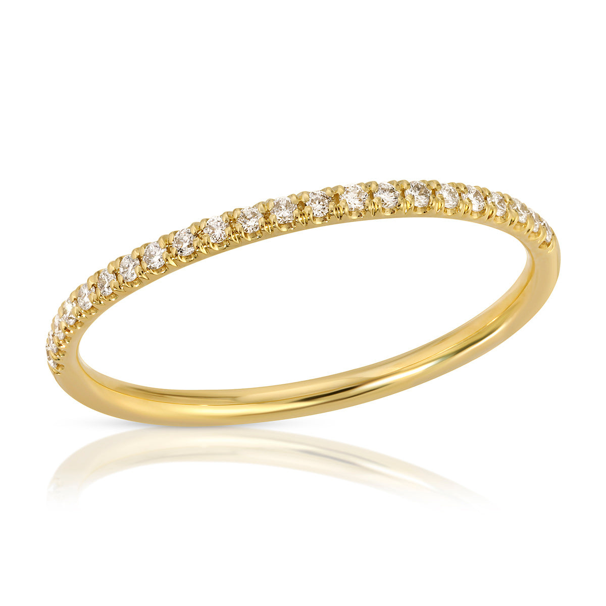 Petit Classic Pave Wedding Band in Yellow Gold