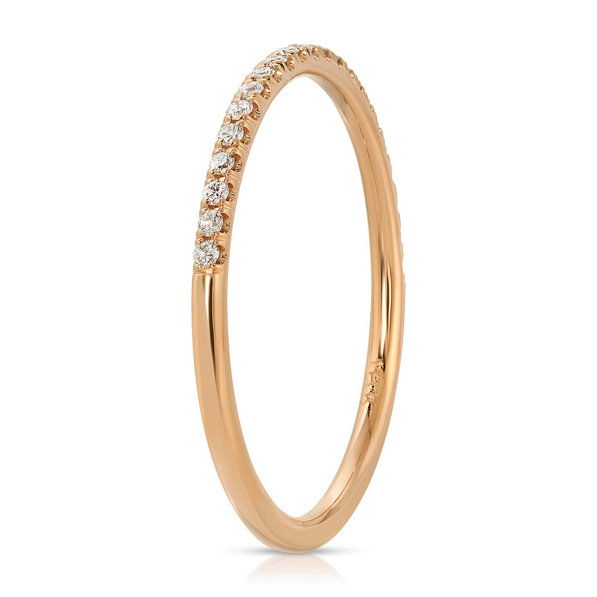 Petit Classic Pave Wedding Band in Rose Gold