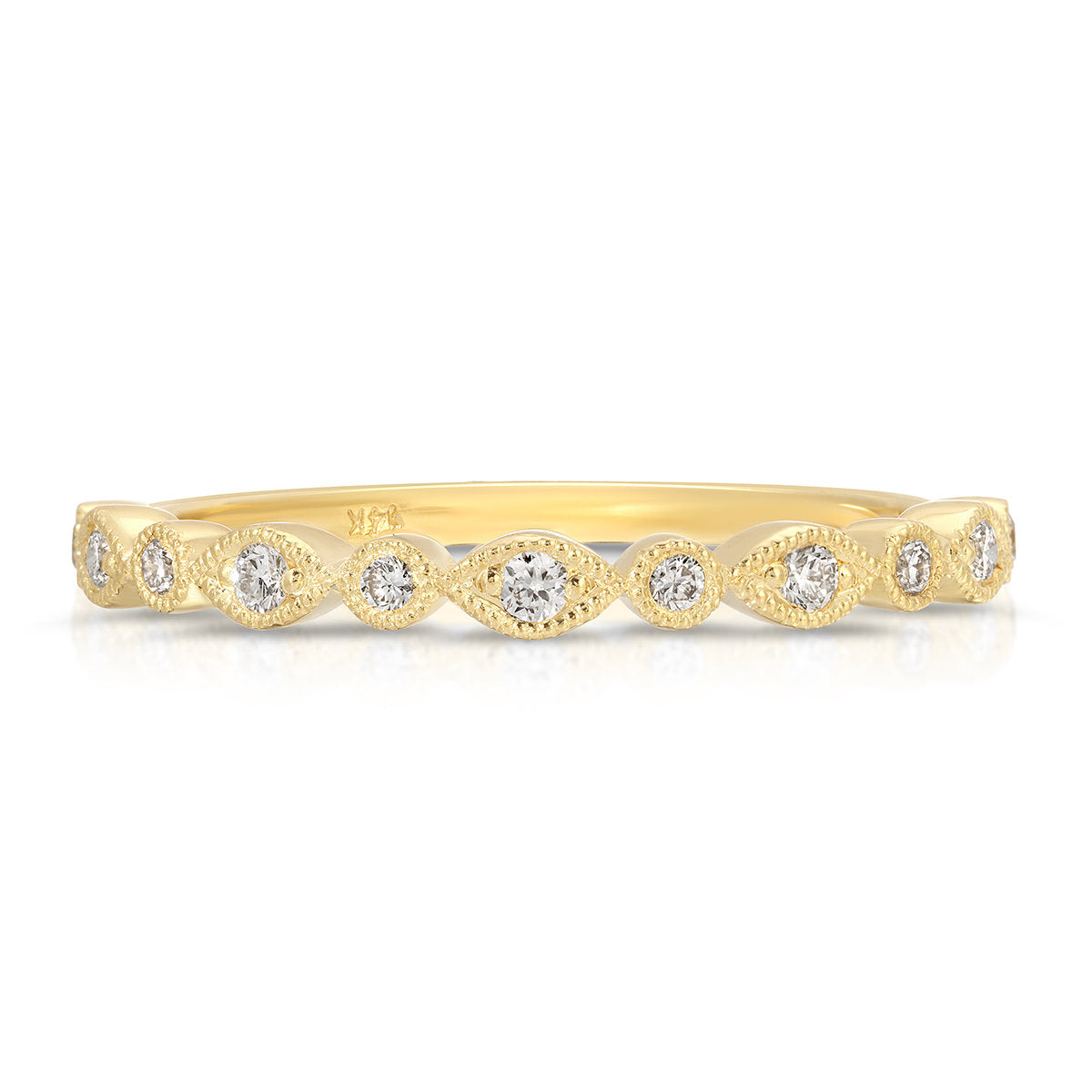 Medium Vintage Filigree Wedding Band in Yellow Gold